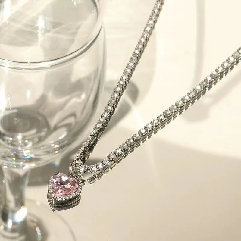 Pink Crystal Heart Pendant