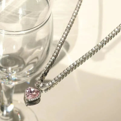 Pink Crystal Heart Pendant