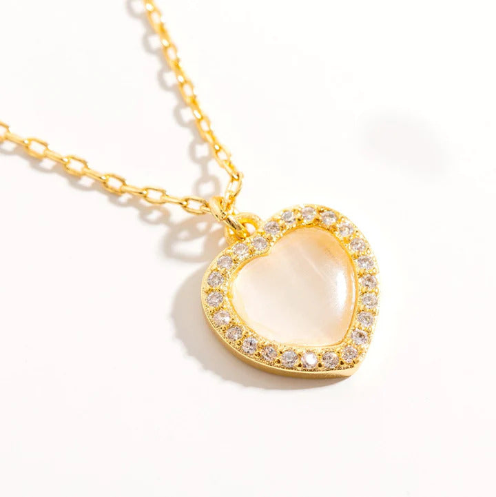 White Opal Heart Necklace